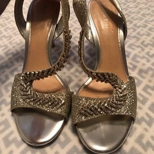 Gianni Bini Silver Strappy Rhinestone Heels